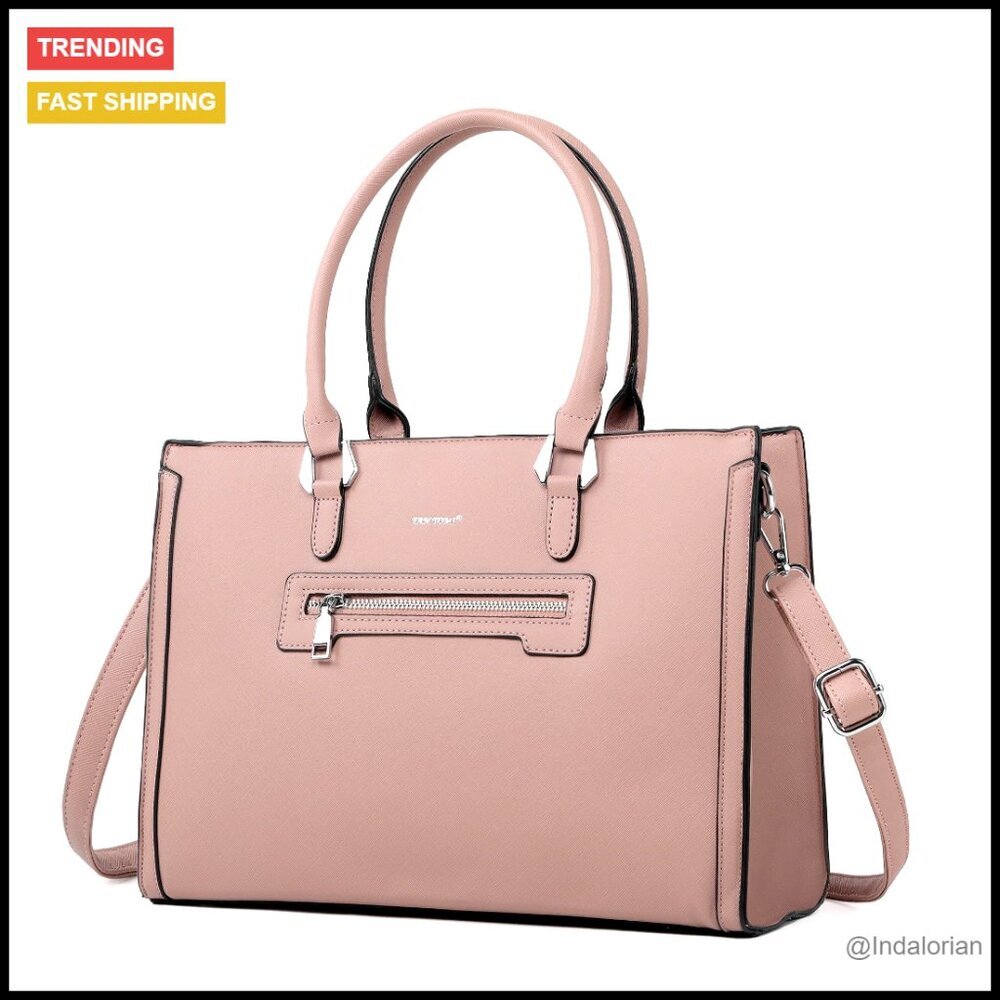 Structured Vegan Leather Satchel Purse Classic Elegant Work Tote Bag